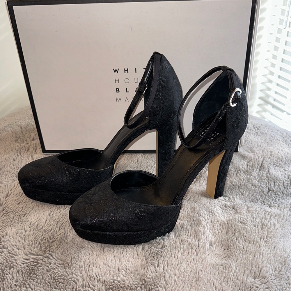 NWT White House Black Market Black Lace Heels